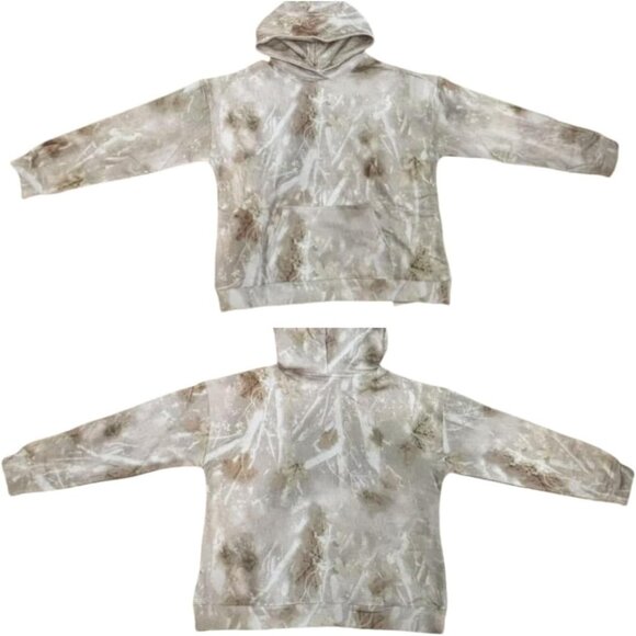 Women Khaki Camo Hoodies Maple Leaf Oversized Fleece Hooded Sweatshirt - Picture 2 of 6
